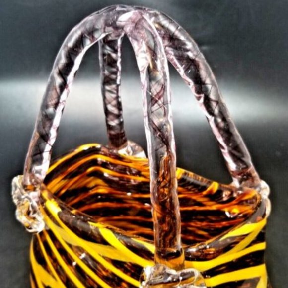 Fifth Avenue Crystal Art Glass Purse Vase 9 1/2" Hand Blown - Picture 2 of 5
